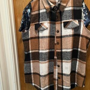 SHEIN sleeveless flannel shirt/dress